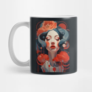 Woman Red Flower Mug